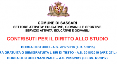 Comune di Sassari – Contributi per il diritto allo studio –